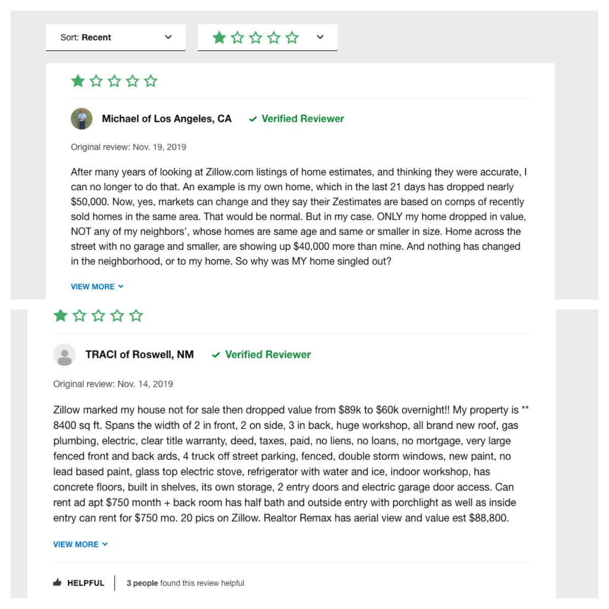 zillow reviews from verified reviewers